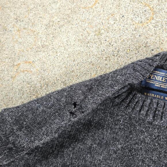 Vtg PENDLETON WOOLEN MILLS Earthtone Outdoors Washable Wool Sweater Med Flaws - Picture 5 of 7